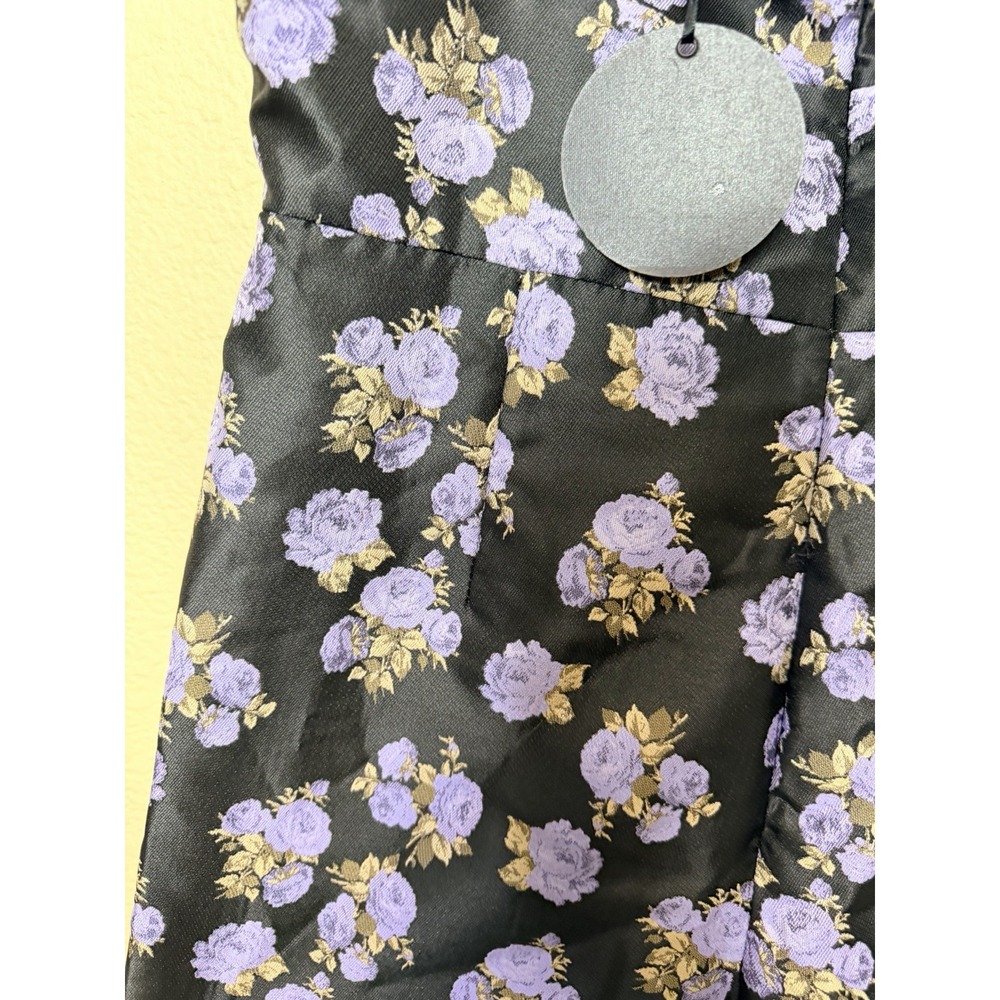 Storia Purple Rose Floral Satin Jacquard Romper Black Large NEW Coquette Brunch - Picture 8 of 10